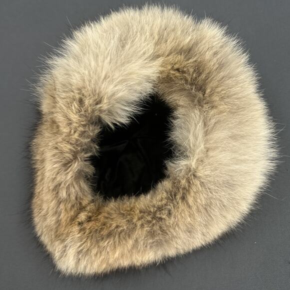 Vintage Natural Coyote Fur Leather Hat Crowncap Canada Winter Glam Russian Ski